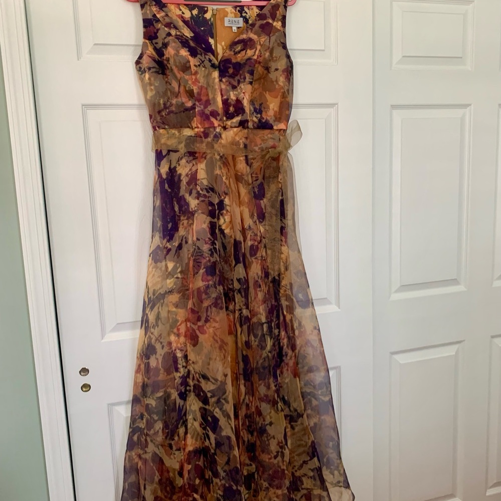 Rene Ruiz Purple and Orange Floral Maxi Dress